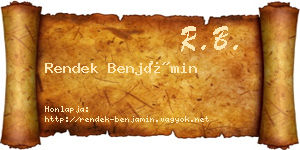 Rendek Benjámin névjegykártya